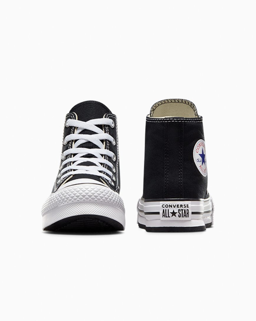 Dívčí Boty Na Platformy Converse Chuck Taylor All Star Lift Vysoké Černé Bílé Černé | CZ JXFU76